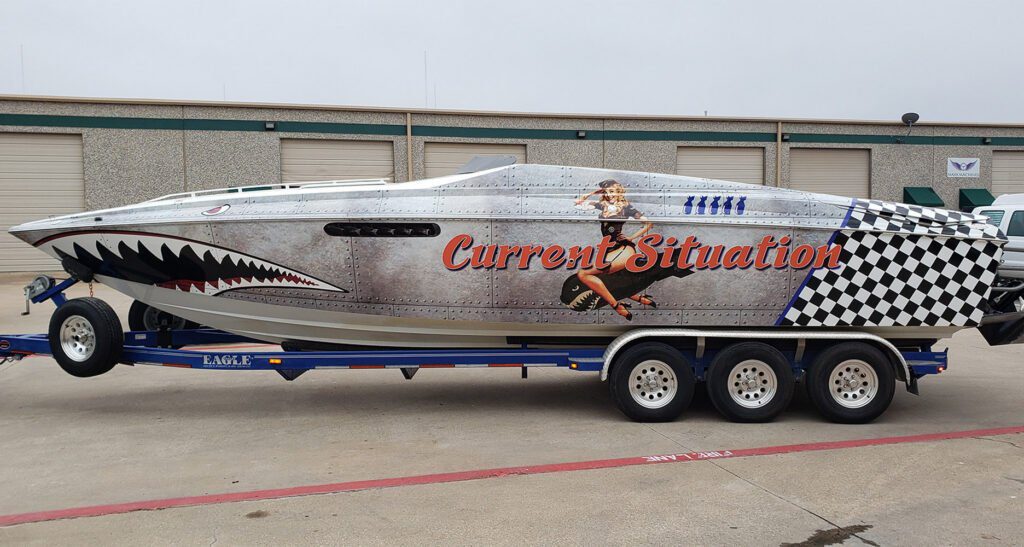 custom boat wrap and graphics, plane graphics, orlando