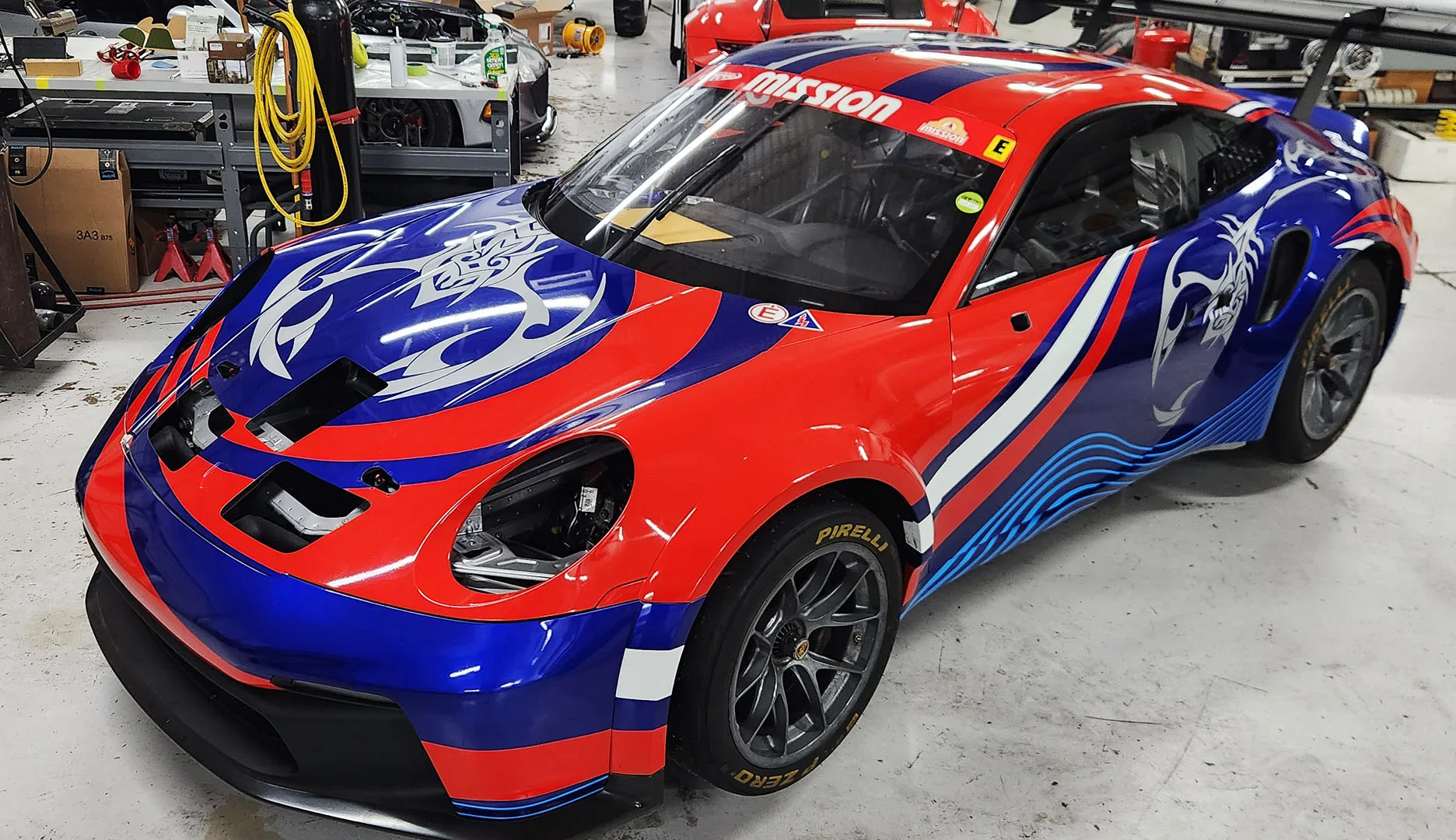 Mission tortilla Porsche race car wrap